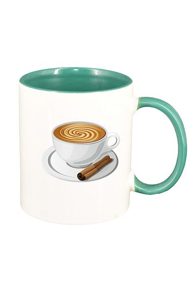 INOVATIX Personalized white mug, Coffee, green interior, D412, INOVATIX®. 330ml