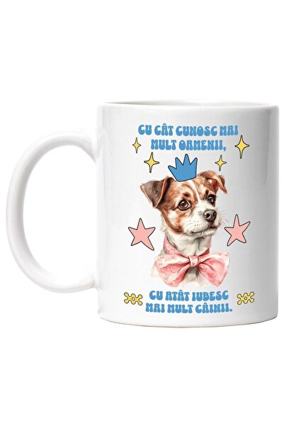 INOVATIX Cana alba personalizata, Caine cu coroana, iubesc mai mult cainii, I...