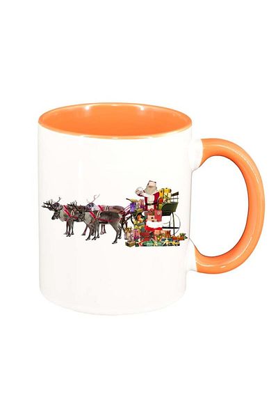 INOVATIX Personalized white mug, Santa Claus, orange interior, D168, INOVATIX®. 330ml