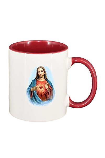INOVATIX Cana alba personalizata, Hristos, interior rosu-inchis, D1094, INOVA...