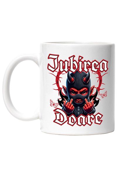 INOVATIX Personalized white mug, Devil Showing Obscene Sign Love Hurts Valentine's Day, INOVATIX®. 330ml