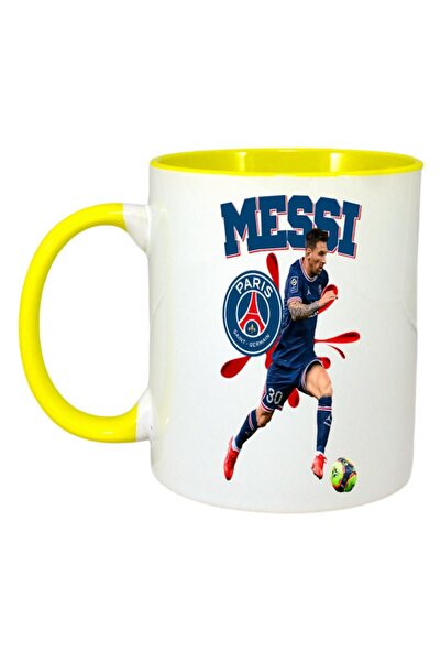 INOVATIX Cana Alba Personalizata, Messi Lionel Psh Ball, Maner Si Interior Galben, ®. 330ml