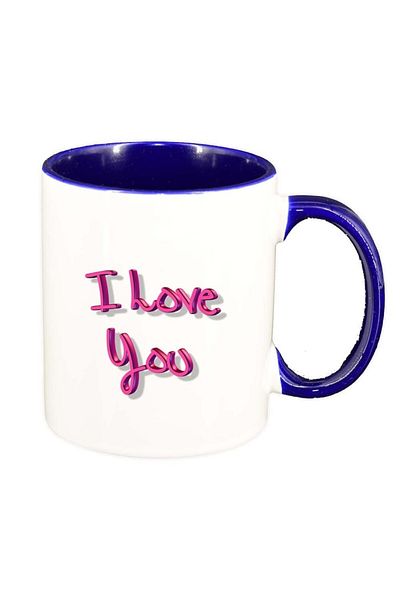 INOVATIX Personalized white mug, I Love You, dark blue interior, D276, INOVATIX®. 330ml