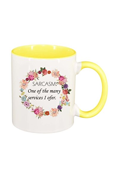 INOVATIX Cana alba personalizata, Flori, Sarcasm..., interior galben, D1053, ...