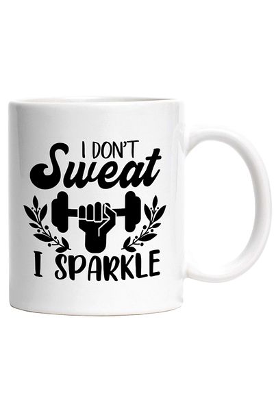 INOVATIX Personalized white mug, I don't sweat, I shine - gym effort, INOVATIX®. 330ml