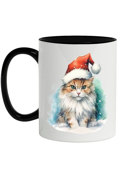 INOVATIX Personalized white mug, , Christmas, Snow, Fes, Winter, Animal, with Black Handle, INOVATIX®. 330ml