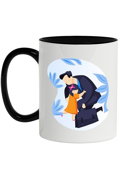 INOVATIX Personalized white mug, Briefcase, Parent, Dad, Child, with Black Handle, INOVATIX®. 330ml