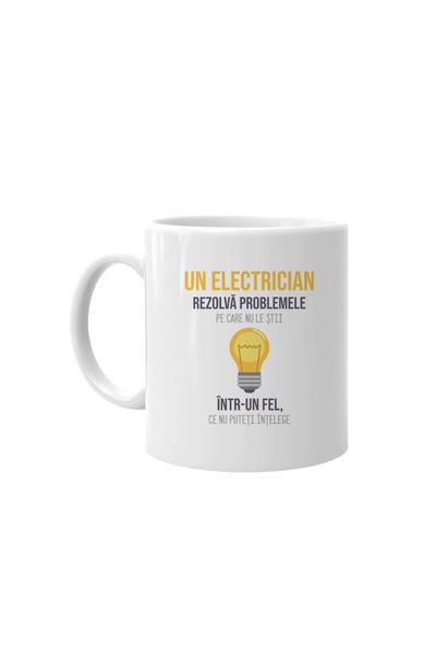 INOVATIX Cana alba personalizata, Un electrician rezolva problemele, Alb, 0.3...