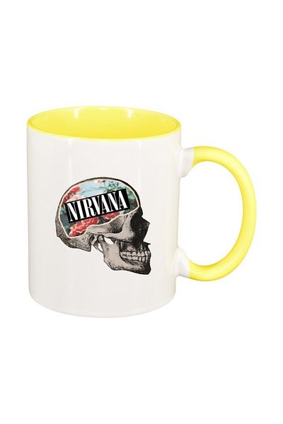 INOVATIX Personalized white mug, Nirvana, yellow interior, D1441, INOVATIX®. 330ml
