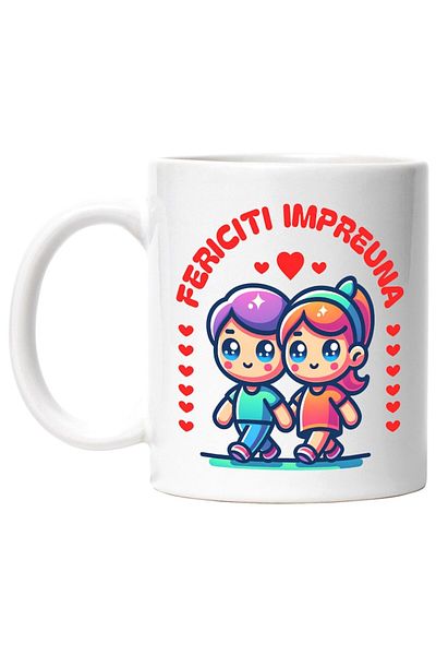 INOVATIX Personalized white mug, Happy Couple Romantic Walk Happy Together, INOVATIX®. 330ml