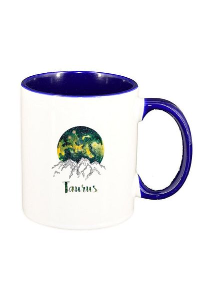 INOVATIX Cana alba personalizata, Zodiac, Taurus, interior albastru inchis, D1391, INOVATIX®. 330ml