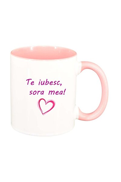 INOVATIX Cana alba personalizata, Te iubesc..., interior roz, D1025, INOVATIX...