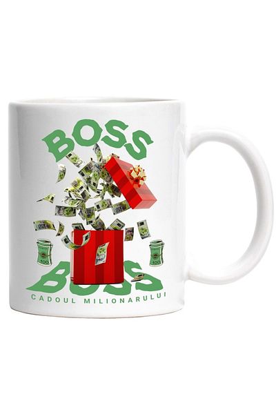 INOVATIX Personalized white mug, _Boss_ - Millionaire's Gift, INOVATIX®. 330ml