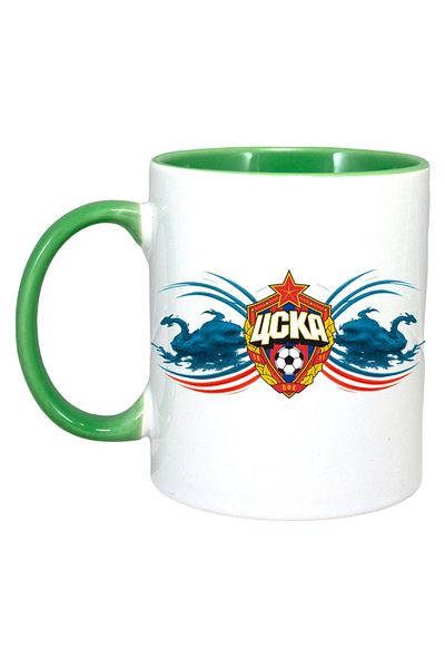INOVATIX Personalized White Mug, Tska Moscow Russia, Green Handle and Interior, ®. 330ml