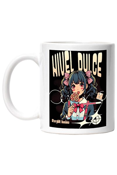 INOVATIX Cana alba personalizata, Nivel Dulce fata cu acadea anime joc video,...