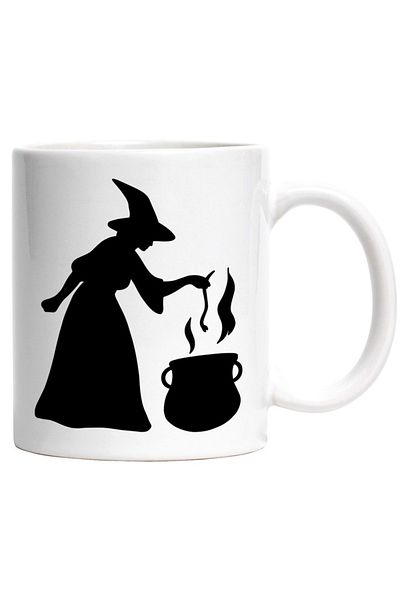 INOVATIX Personalized white mug, a witch brewing something in a cauldron, INOVATIX®. 330ml