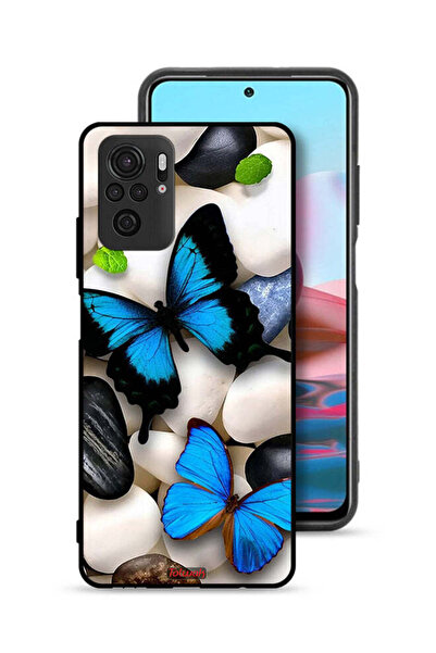Tolwak Xiaomi Redmi Note 10 4G Protective Case Cover Butterflies On Stones