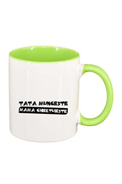 INOVATIX Εξατομικευμένη λευκή κούπα, Tata, ανοιχτό πράσινο εσωτερικό, D89, IN...