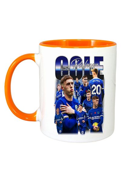 INOVATIX Personalized White Mug, Cole Palmer, Orange Handle and Interior, ®. 330ml