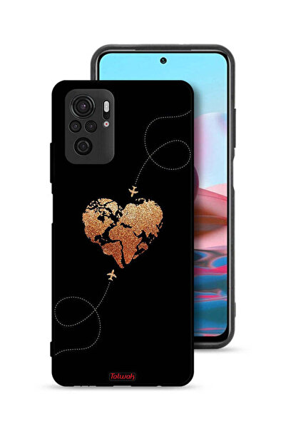 Tolwak Xiaomi Redmi Note 10S Protective Case Cover Airplanes Touching Heart