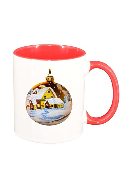 INOVATIX Персонализирана бяла чаша, Коледа, червена вътрешност, D172, INOVATI...