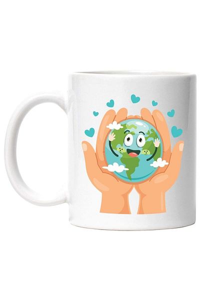INOVATIX Personalized white mug, Planet, Hands, Clouds, Hearts, Ecology, Environment, INOVATIX®. 330ml
