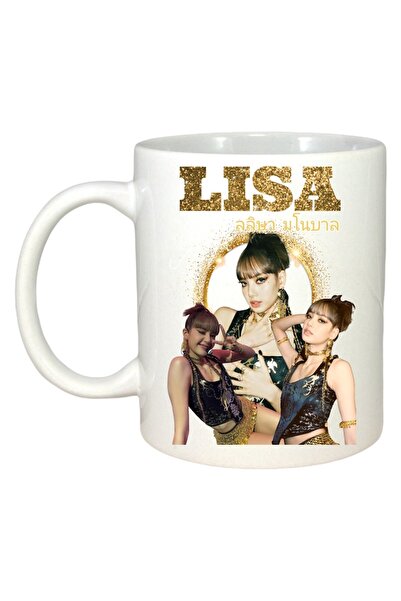 INOVATIX Cana Alba Personalizata, Formatia/trupa Lisa Gold, Maner Si Interior Alb, ®. 330ml