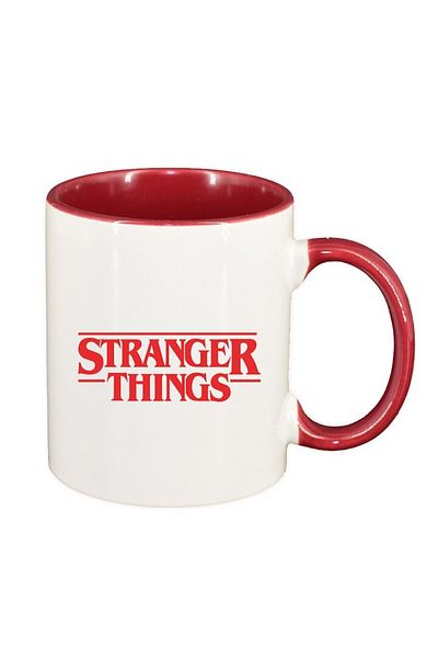 INOVATIX Personalized white mug, Stranger Things, dark red interior, D1295, INOVATIX®. 330ml