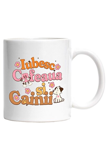 INOVATIX Cana alba personalizata, Iubesc cafeaua si caini animale mama, INOVA...