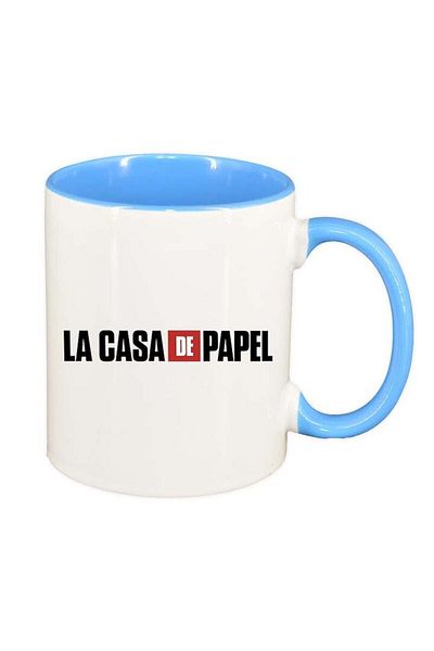 INOVATIX Cana alba personalizata, La Casa De Papel, interior albastru, D1305, INOVATIX®. 330ml