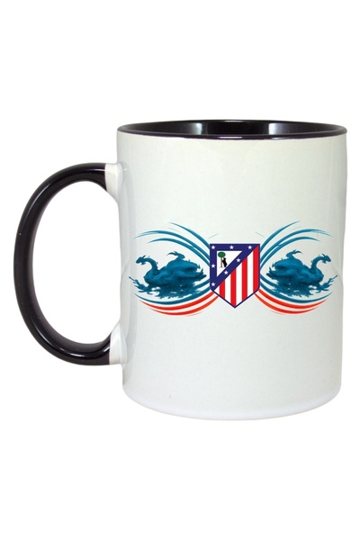 INOVATIX Cana Alba Personalizata, Atletico Madrid Spania, Maner Si Interior Negru, ®. 330ml