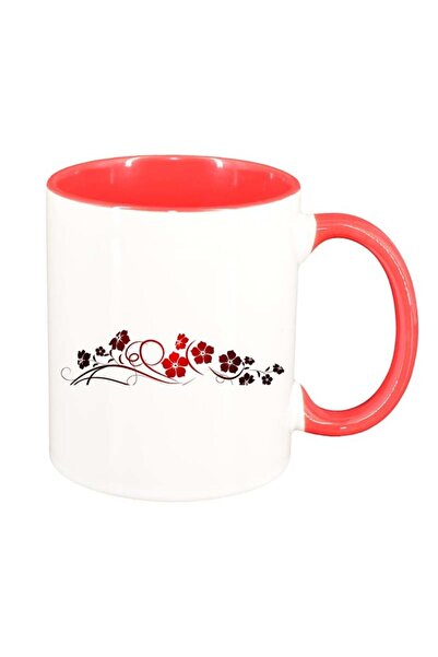 INOVATIX Cana alba personalizata, Flower, interior rosu, D21, INOVATIX®. 330ml