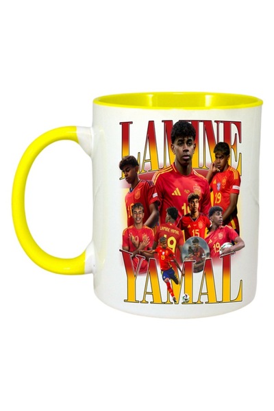 INOVATIX Cana Alba Personalizata, Yamal Lamine Spania, Maner Si Interior Galb...