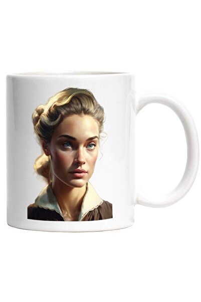 INOVATIX Εξατομικευμένη λευκή κούπα, Πορτρέτο, Γυναίκα, Ξανθά μαλλιά, Ρετρό, ...