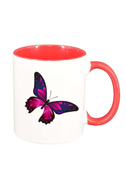 INOVATIX Cana alba personalizata, Butterfly, interior rosu-inchis, D959, INOV...