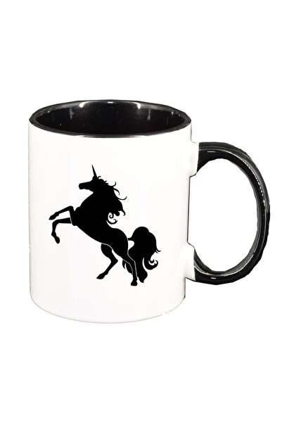 INOVATIX Personalized white mug, Horse Silhouette, black interior, D962, INOV...