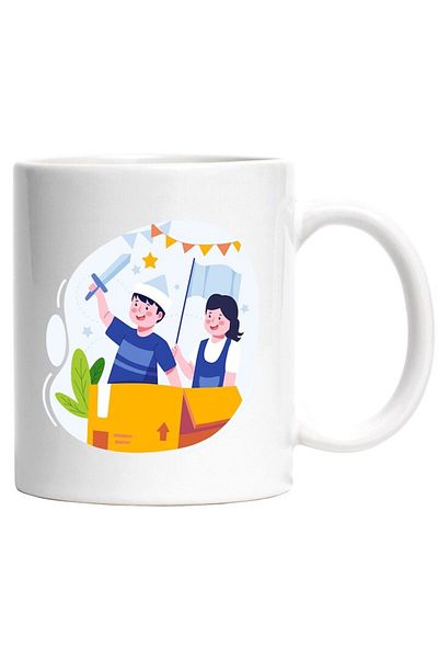 INOVATIX Personalized white mug, Children, Sword, Helmet, Flag, INOVATIX®. 330ml