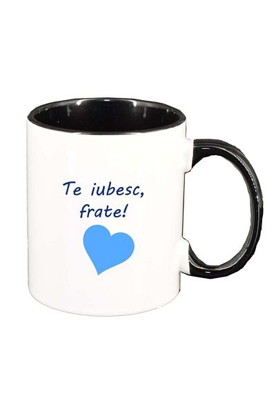 INOVATIX Personalized white mug, I love you..., black interior, D1028, INOVATIX®. 330ml