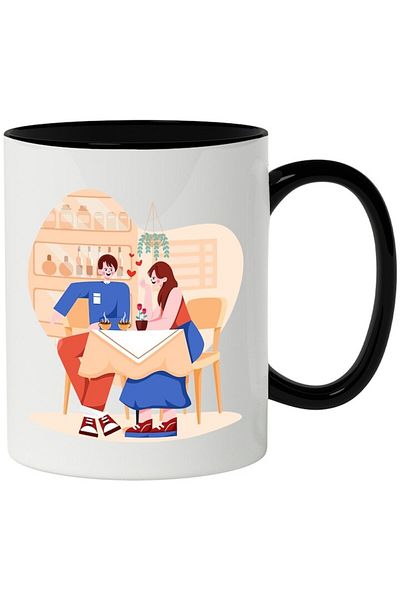 INOVATIX Personalized white mug, Meeting, Couple, Coffee, Table, with Black Handle, INOVATIX®. 330ml