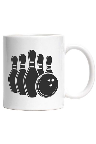 INOVATIX Personalized white mug, pins and a bowling ball - game, INOVATIX®. 330ml