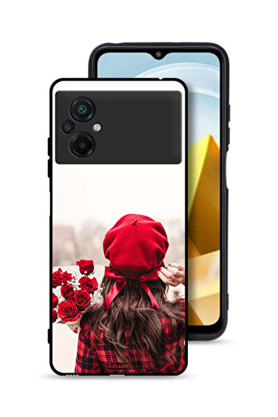 Tolwak Xiaomi Poco M5 4G Protective Case Cover Holding Flowers