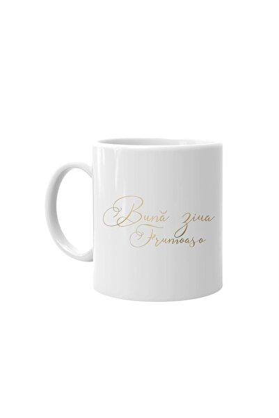 INOVATIX Cana alba personalizata, Buna ziua Frumoaso, Alb, INOVATIX®. 330ml