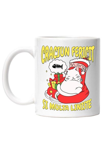 INOVATIX Personalized white mug, Fatty Dreams About Fish Merry Christmas And Many Peaces, INOVATIX®. 330ml