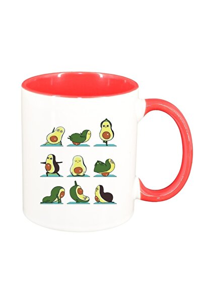 INOVATIX Персонализирана бяла чаша, Авокадо, червена вътрешност, D1456, INOVA...