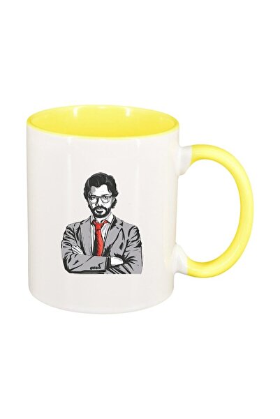 INOVATIX Εξατομικευμένη λευκή κούπα, La Casa De Papel, κίτρινο εσωτερικό, D14...