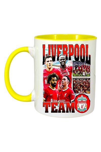 INOVATIX Personalized White Mug, Liverpool Best Team, Yellow Handle and Interior, ®. 330ml