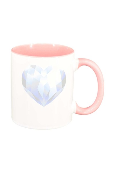 INOVATIX Εξατομικευμένη λευκή κούπα, Love, ροζ εσωτερικό, D385, INOVATIX®. 330ml