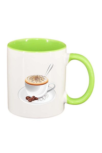 INOVATIX Personalized white mug, Coffee, light green interior, D411, INOVATIX®. 330ml
