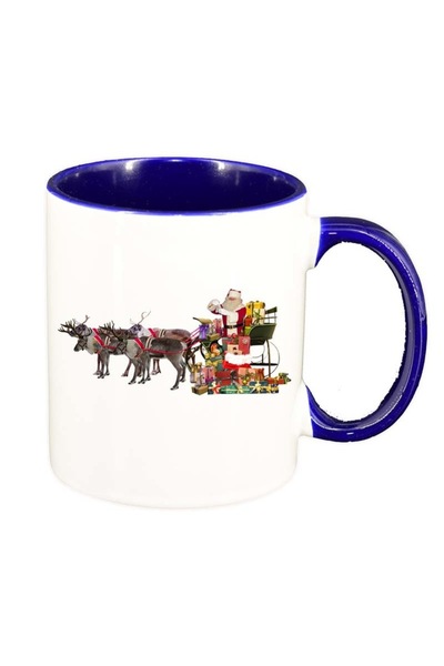 INOVATIX Cana alba personalizata, Mos Craciun, interior albastru inchis, D168...