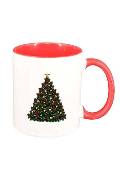 INOVATIX Εξατομικευμένη λευκή κούπα, Χριστουγεννιάτικη, κόκκινο εσωτερικό, D1...